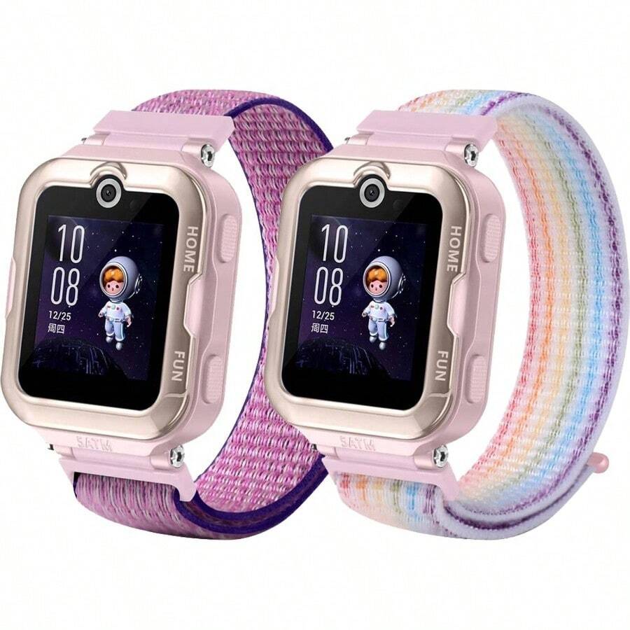 ZHIKE 2Piezas Correa Compatible con Watch 4 Pro, Extensible Pulsera Banda de Nylon para Watch 4 Pro - S/M + Nebulosa Violeta+Siete Arco Iris - Ver 1
