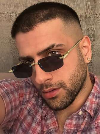 1副男士几何无框时尚眼镜，休闲有色时尚眼镜，轻便耐用，是音乐节和户外活动的理想时尚配饰