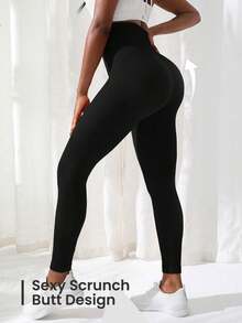 Bestseller Ribbed Texture High-Waisted Yoga Leggings - Butt-Lifting & Body-Shaping, Slimming & Flattering Fit, Perfect For Workouts, Gym Sessions & Daily Outfits - Black - View 6