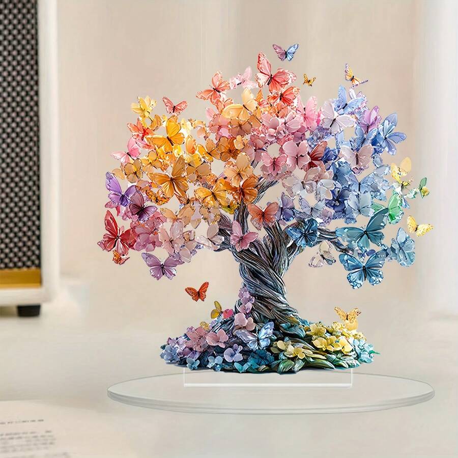 Life Tree Fallen Leaves 2D Acrylic Desktop Home Decor, Bedroom Decoration For Valentine's Day - Multicolor - View 1