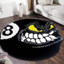 1 件装时尚趣味黑色台球怪兽造型垫，柔软防滑可水洗，适用于室内房间、卧室、沙发，是送给时尚台球爱好者的理想礼物，春夏款。 - 黑色 - 查看 4