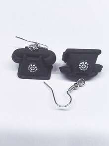 Aretes con diseño de teléfono, televisión, plancha y radio vintage personalizados para mujer, disponibles en múltiples estilos, accesorios y regalos diarios