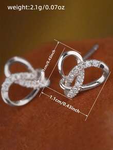 1 Pair Charm Cubic Zirconia Stud Earrings For Women For Wedding Engagement Anniversary Party Jewelry Valentine's Day Gift - Silver - View 5