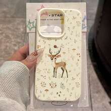 1pc TPU Material Pink Bow Deer Lily Flower Pattern Phone Case Compatible With IPhone11, IPhone12, IPhone13, IPhone14, IPhone15, IPhone16, IPhone17promax,Christmas Accessories.Compatible With IPhone 17 ProMax,Christmas Decor,Christmas Gifts,Cute Phone Cases - 白色 5 - 查看 2
