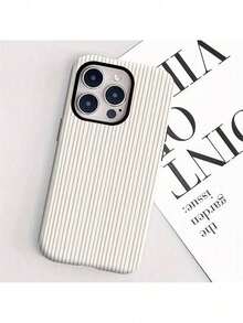 Minimalist Light Khaki Striped Phone Case For Iphone 16 Pro Max, 15 Pro, 13, 11, 12, XS, 8 Plus, And 7.Suitable For IPhone 17 Air - 白色 - 查看 4