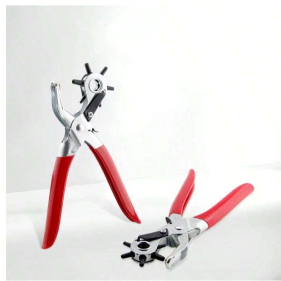 Professionellt manuellt verktygssats: Hålslagstång för läderhantverk, för att stansa hål, sätta öljetter och tillverka klockarmband! - Röd - Visa 1