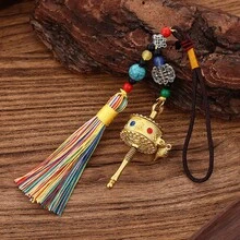 Small Rotating Prayer Wheel Keychain Pendant, Chinese Style Metal Accessory, High-End Gift With Rotating Function - Multicolor - View 7