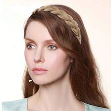 Headband 3 Strands Synthetic Hair Plaited Headband Braid Braided With Teeth Hair Band Beauty Accessory Stretch Braid Headbands Hairpiece For Women,Blonde - Blonde - 查看 9