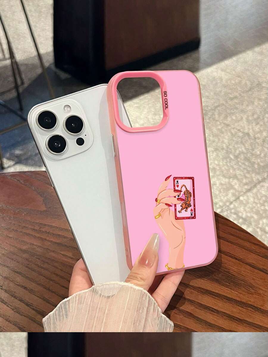 Funda para teléfono con diseño de naipes de tigre, compatible con teléfonos , 17, 16 Pro Max, 15 Pro Max, 13 y 12. Fabricada en TPU con un proceso de electrochapado de alta calidad que ofrece protección contra golpes y caídas. Un regalo perfecto para familiares, amigos, seres queridos, parejas y para Navidad. - Rosa - Ver 1