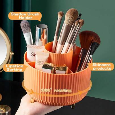 360° Rotate Makeup Brush Holder Organizer, Makeup Organizers Countertop, Makeup Organization And Skincare Storage For Vanity, Desktop, Bathroom