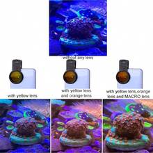 Reef Coral - Juego de lentes para cmara de acuario, 1 funda protectora el polvo, 2 clips, 8 lentes de acuario de arrecife de coral: amarillo, amarillo gradual, naranja, naranja gradual, rosa gradual, estrella+6, CPL, macro - inicial - Ver 4