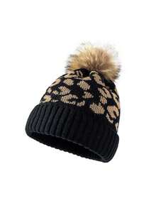 قبعة صوفية كورية متعددة الاستخدامات مطبوعة بنمط النمر قطعة واحدة، قبعة تزلج محبوكة دافئة بتصميم بسيط عصري، مناسبة للخريف/الشتاء - متعدد الألوان - مشاهدة 13