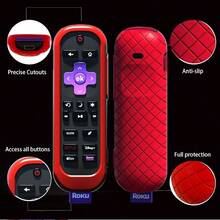 Silicone Sleeve Cover For Roku Voice Remote Pro 2nd Edition Compatible With Hisense TV Controller And  Smart TV Remote Durable Protective Case With Enhanced Grip And Easy Access To Buttons Ideal For Home Entertainment Systems And Smart TV Control - 不發光紅 - 查看 5