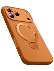 Liquid Silicone Magnetic Adsorption Protective Case With Stand For IPhone 17/16 Pro Max/15 Pro/14 Pro Max/13 Pro, Slim Shockproof Cover For IPhone 16/15 Pro/13 Pro, Suitable For IPhone 17/16 Pro Max/15 Pro/14 Pro Max/13 Pro - Starry Orange - View 23