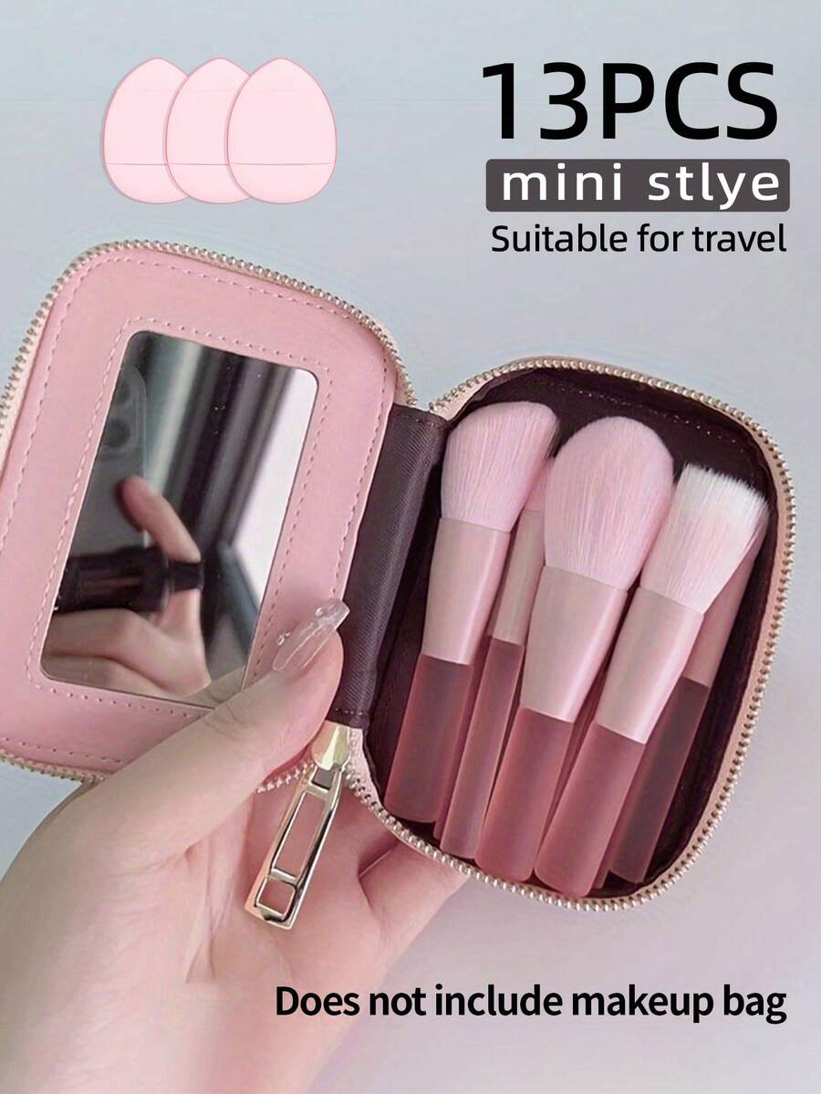 13支亚克力手柄迷你化妆刷套装，包含腮红刷、修容刷、眼影刷、遮瑕刷，柔软易用，旅行化妆刷套装，尼龙刷毛，适合所有肤质，不含酒精，掌式刷头，持久耐用的化妆神器，精致实用，功能齐全。多功能化妆工具，化妆刷套装，化妆刷套装，化妆刷套装，全套化妆刷，化妆刷套装，化妆刷套装，化妆礼盒套装 - 彩色 - 查看 1