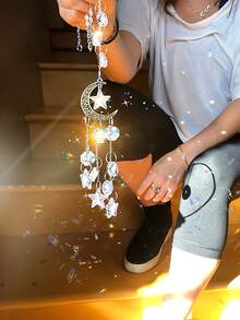 1个阳光捕手，梦幻般的月亮和星星组合，搭配水钻棱镜吊坠，明亮的彩虹捕手，家居装饰水晶吊坠，家居窗户装饰挂件，冥想，沉思，送给妈妈的礼物，送给女孩的礼物，节日礼物，花园装饰，户外装饰，慰问礼物，生日礼物，乔迁礼物，情人节礼物，家居装饰，房间装饰，墙面装饰礼物，开斋节礼物，斋月礼物 - 彩色 - 查看 14