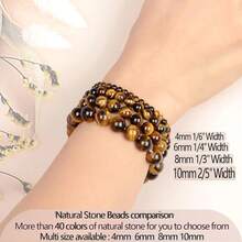 LPBeads Handmade Natural Gemstone Stretch Elastic Bracelet Healing Crystal Round Stone Beads Jewelry Gifts For Women Men,8mm,YellowTiger'sEye - 黃虎眼石 - 查看 6