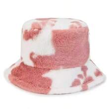 Japanese Style Fashionable Cow Print Bucket Hat For Women, Autumn And Winter, Korean All-Match Bucket Hat With Thickened Warmth Cute Winter Outfits - Multicolor - View 12