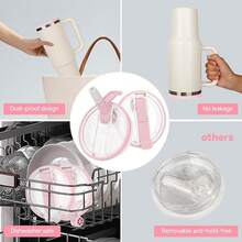 Tapa con pitillo abatible de 40 oz, nuevas tapas a prueba de fugas 2025 para y ProTour, tapa a prueba de polvo y sin derrames para vaso de 40 oz, tapa extraíble, color rosa*2, rosa - rosa - Ver 8
