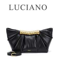 Women's Black Korean Vintage Minimalist Metal Design Handbag, French Pleated Metal Buckle Cloud Bag, Sweet Preppy Style Commute Casual Crossbody Shoulder Bag, Small Size, Suitable For Daily Commute, Shopping, School, Travel, PU Leather - Black - View 2