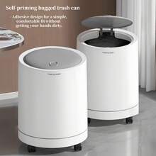 1pc Rolling Trash Can, Bathroom Slim Trash Can With Suction Cup, Foot Pedal Garbage Bin, Large Capacity Covered Paper Towel Holder For Living Room, Easy To Clean And Roll - Multicolor - View 12