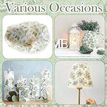 36 Pack 6 Style Sage Green Decoupage Paper Napkins Assorted Floral Decorative Decoupage Napkin Chinoiserie Cocktail Paper For DIY Crafting Fall Christmas Wedding Party Decor, Each Unfolded 13'',SageGreen - 鼠尾草綠 - 查看 3