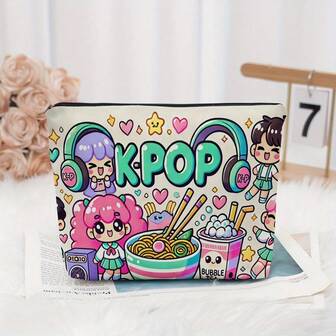 1 st färgglad K-Pop-necessär, hopfällbar bärbar rese-necessär med dragkedja, perfekt present till kvinnor, bästa vän, examen