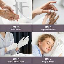 24只装棉质手套，适用于干燥和皲裂的双手，男女通用保湿睡眠手套，夜间保持双手干爽，睡眠手套，弹力透气工作手套，适用于湿疹、珠宝检验、水疗等场合，白色 - 彩色 - 查看 5