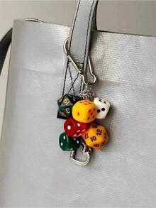 1pc Unisex Handmade Fate Dice Key Chain, Unique Subculture Y2K Style Accessory, Contrast Color Bag Decor - 多色 2 - 查看 10