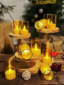 6/12/24 buah Lilin Pilar Akrilik Tanpa Api Berkedip Bertenaga Baterai LED dengan Kontrol Jarak Jauh dan Pengatur Waktu, Cocok untuk Dekorasi Rumah, Hari Raya, Ulang Tahun, Hadiah Ideal (Emas) - Emas - View 2