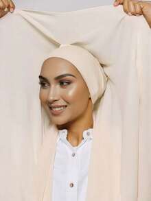 1pc 3-In-1 Instant Chiffon Hijab With Built-In Magnets And Undercap/All-In-One Instant Hijab - No Pins, Slip-Free Fit, Easy Wear In Seconds. Suitable For Daily Abaya Matching, Outdoor Activities, Prayers And Worship - Magnetic Instant Hijab - View 12