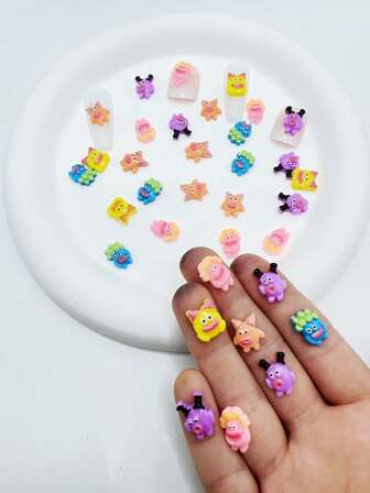 30颗9-11毫米可爱迷你卡哇伊DIY树脂糖果卡通恶搞老鼠娃娃剪贴簿平底凸面宝石女士女孩美甲切片饰品美甲装饰艺术珠宝配件