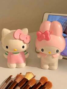 3 piezas Caja de almacenamiento de escritorio linda de Hello Kitty de Sanrio, pieza de arte decorativa hecha a mano tipo jarrón, adecuada para oficina y tocador, puede almacenar brochas de maquillaje y lápices, regalo perfecto para fiesta de cumpleaños - Multicolor - Ver 4