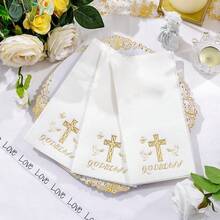 50 Pack Cross Paper Napkins - Baptism Napkins Disposable - Gold Cloth-Like Feel Dinner Paper - Heavy Duty Hand Towels For  Party, Confirmation, Christening, First Communion,White - 白色的 - 查看 8