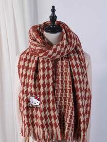 SANRIO 1条Hello Kitty可爱高级针织围巾，保暖防风冬季骑行围巾，适合圣诞节使用 - 彩色 - 查看 7