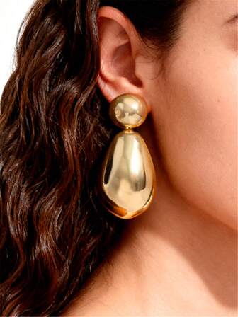 زوج من أقراط الأذن الدائرية المعدنية الكبيرة بتصميم قطرة المياه والأقراط المربعة البسيطة بتصميم هندسي ناعم، بطراز أوروبي وأمريكي مناسبة للحفلات والمناسبات والسفر والعطلات، هدية مجوهرات