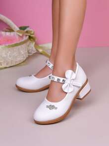 1 Pair Girls' Fashion Pearl Decor High Heel Shoes, Suitable For Party, Wedding, Dance, Performance, Student Outdoor Heels, Spring/Summer - White - View 5