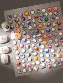 1 片宇宙行星美甲贴纸 5D 果冻胶贴 DIY 指甲油美甲贴纸