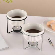 1-Piece Ceramic Chocolate Cheese Fondue Set (No Candle) Includes A Butter Warmer, Butter Melter, Cheese Warmer, And A Creative Ceramic Fondue Pot. Perfect For Making Hot Cheese/Butter Chocolate And Caramel Products, It's An Ideal Choice For Dessert Lovers. A Kitchenware Set, A Must-Have For Home Cooking. - Multicolor - View 6