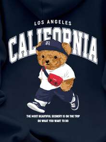 女士浅灰色Y2K风格休闲卫衣，带口袋，宽松长袖套头衫，适合秋冬季穿着 - 藏蓝色 - 查看 3