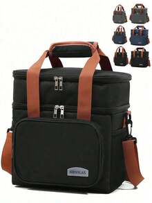 Fashionable Insulated Cooler Bag Large Capacity 1pc Insulated Picnic Cooler Bag - Double Layer, Fashionable Crossbody, Thickened Thermal Lunch Tote, Outdoor Food Preservation Handbag With Shoulder Strap