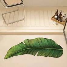 VIKAMA Alfombra de baño antideslizante de secado rápido absorbente alfombra de ducha verde para suelo de baño alfombra de goma lavable con diseño de hojas y - GGZN33-2 - Ver 6