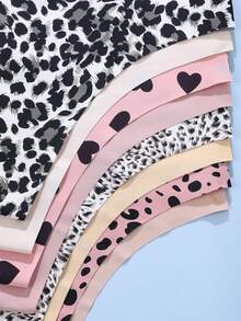 8条/包 - 女士豹纹和纯色丁字裤，无缝舒适柔软面料女士丁字内裤 - 彩色 - 查看 3