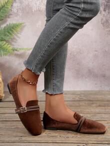 French Retro Square Toe High Vamp Mary Jane Shoes, Women's Comfortable Fashion Casual Shoes, Spring/Autumn New Arrival - Coffee Brown - View 4