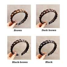 Headband 3 Strands Synthetic Hair Plaited Headband Braid Braided With Teeth Hair Band Band Beauty Accessory Stretch Braid Headbands Hairpiece For Women (Black-3 Strands),Black-3Strands - 黑色-3股 - 查看 3