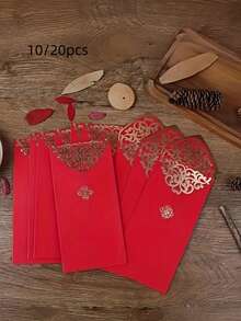 10pcs/20pcs Double Happiness Foil Red Envelopes, Chinese New Year Lucky Money Packets, Suitable For New Year Celebrations - Multicolor - View 8