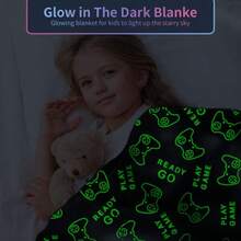Glow-In-The-Dark Blanket, Birthday, Christmas, Easter Gift - Soft Plush Flannel Throw Blanket, Gray Game Controller Print Pattern. Ideal Gift For Kids, Grandchildren, Babies, Toddlers, Birthdays, Christmas! - Multicolor - View 5