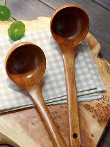 1pc Minimalist Multi-Functional Wooden Cooking Spoon, Practical Household Kitchen Tool