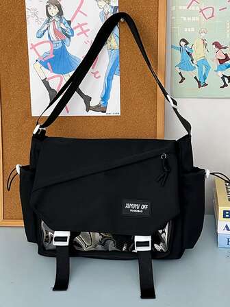 男士尼龙斜挎包/单肩包，尼龙材质，配有可调节肩带，防刮耐用，可装护照、现金、身份证、信用卡等，轻便易携，适合通勤/送给丈夫