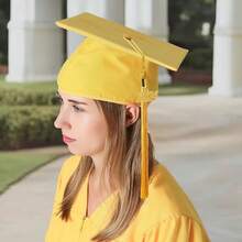 Birrete de graduación mate de GraduationMall con borla 2025 para escuelas secundarias y licenciaturas, talla única, dorado - Oro - Ver 8